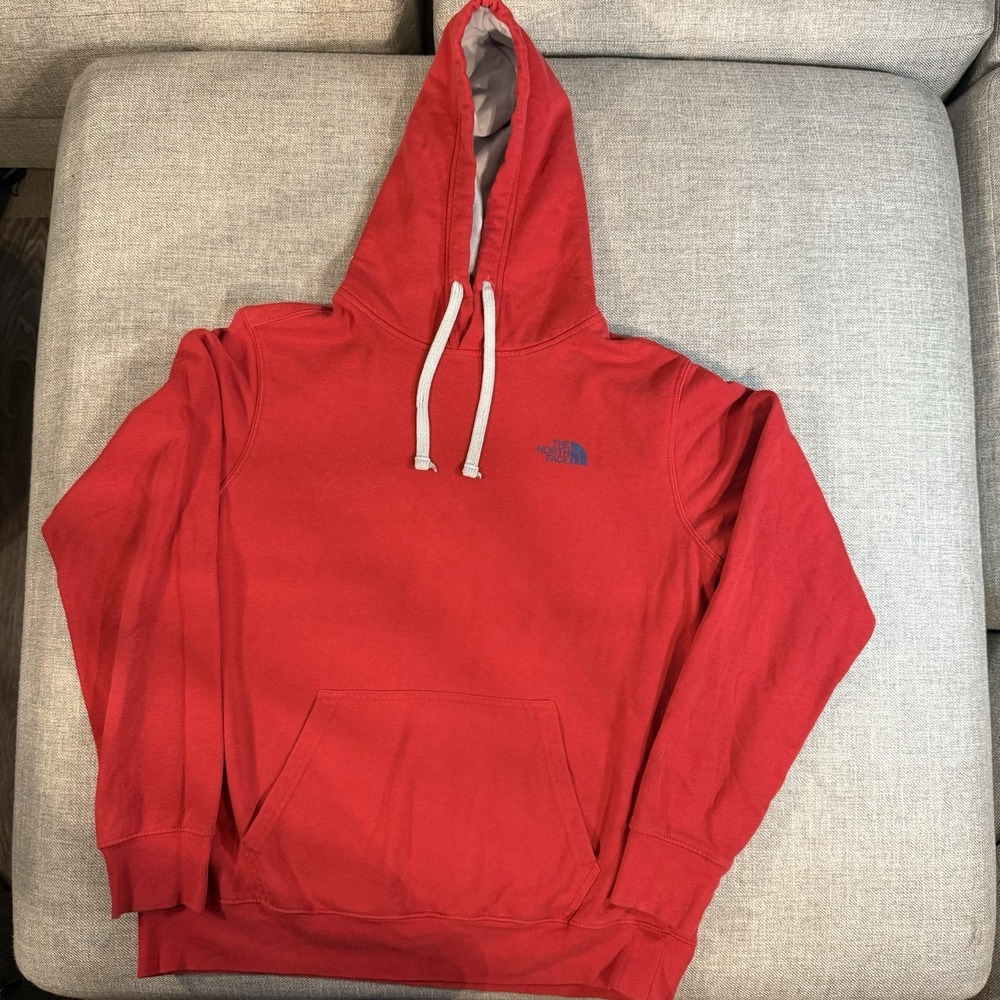 North Face Hoodie Women's M Red Graphic Logo Pullover Cotton Blend